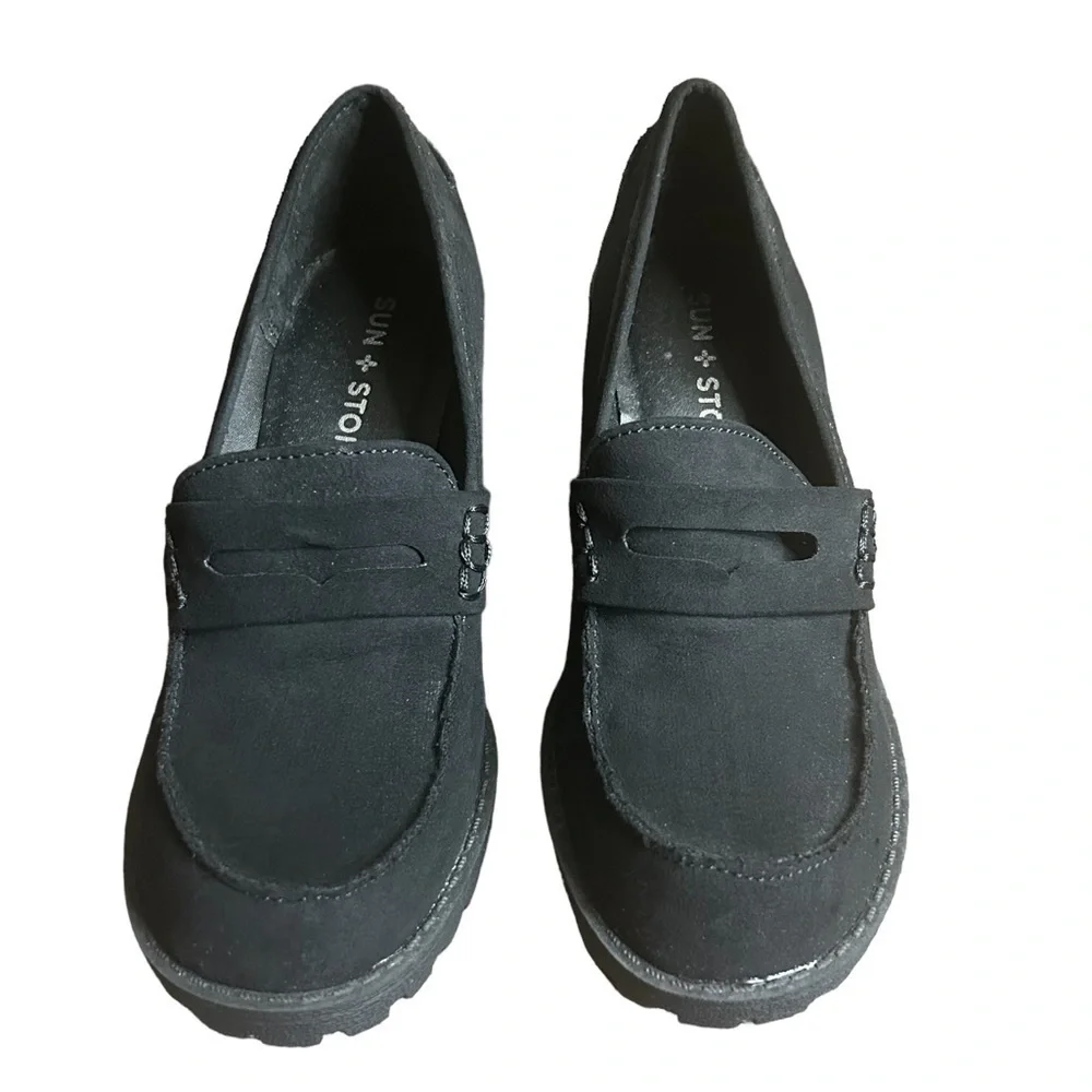 Sun + Stone Maycee Black Lug Sole Loafer Pumps Size 5